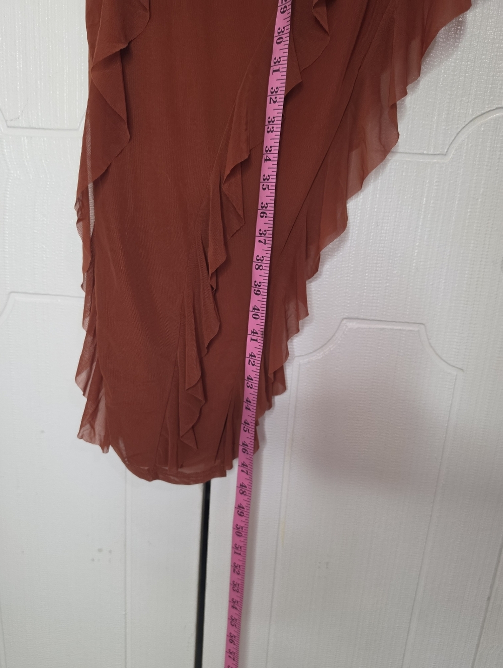 PrettyGarden Burnt Orange Strapless Ruffle Asymmetric Dress - Picture 10 of 11